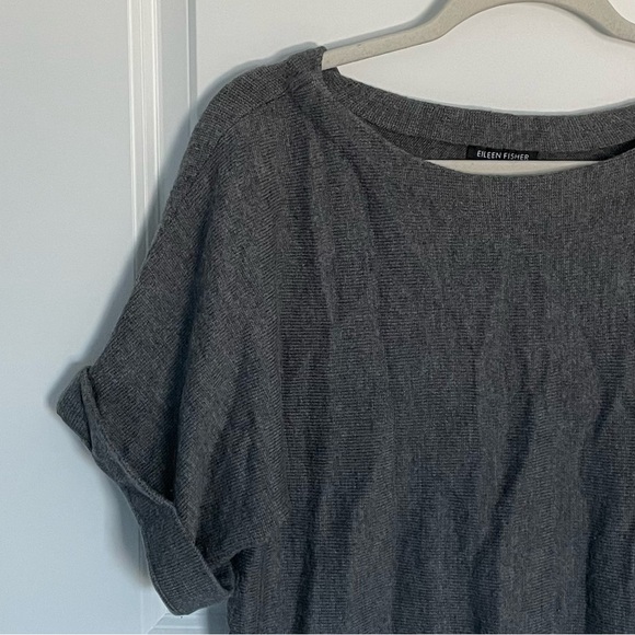 Eileen Fisher 100% merino wool boatneck rolled sleeve Sweater gray 35322 - Picture 2 of 11